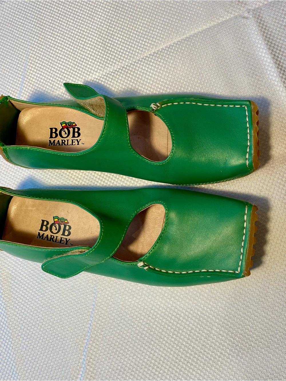 Bob Marley Green Leather Mary Jane Shoes for Men size 5